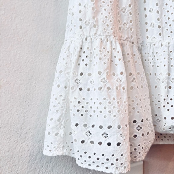 J. Crew White Eyelet Sleeveless Dress w/ Ruffled Hem • Sz. 00P - Picture 7 of 12